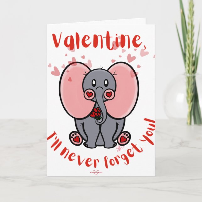 Carte Elephant Valentine's Day (Devant)