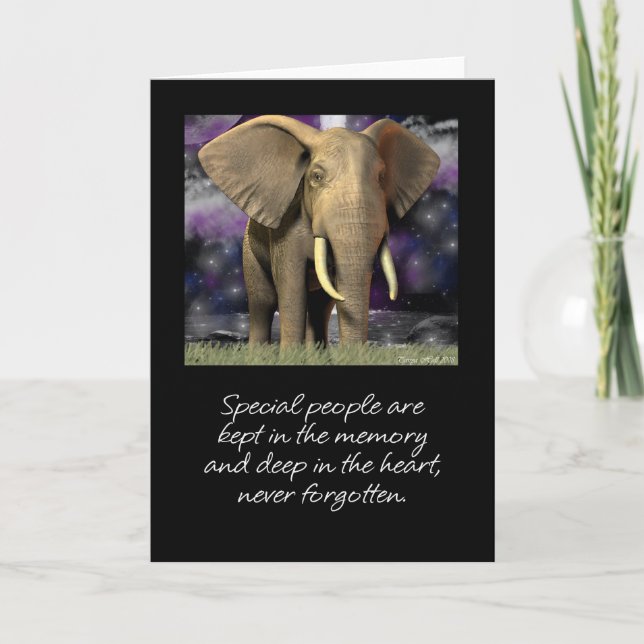 Carte éléphant vide jamais oublier (Devant)