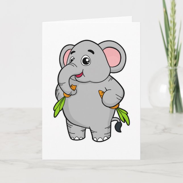 Carte Éléphants avec Carottes (Devant)