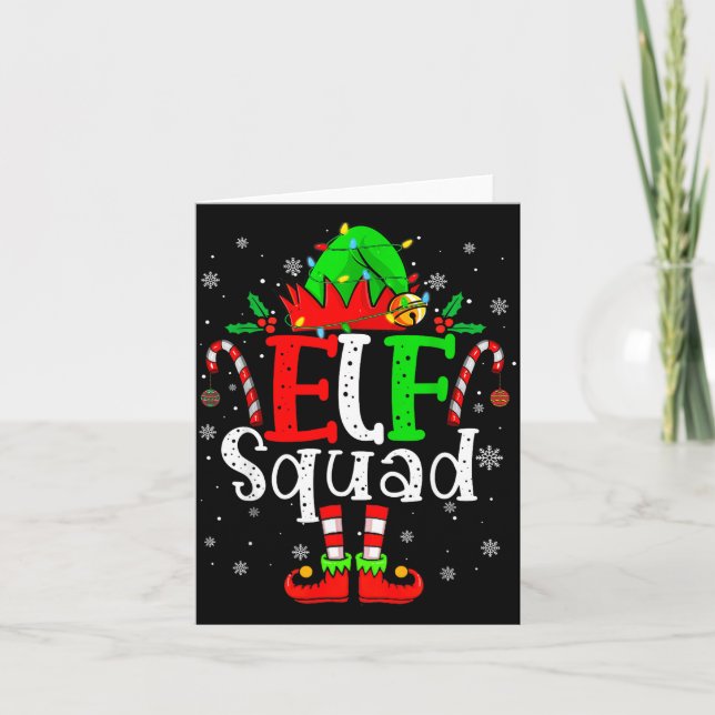 Carte Elf Family Christmas Matching Pajamas Xmas Elf Squ (Devant)