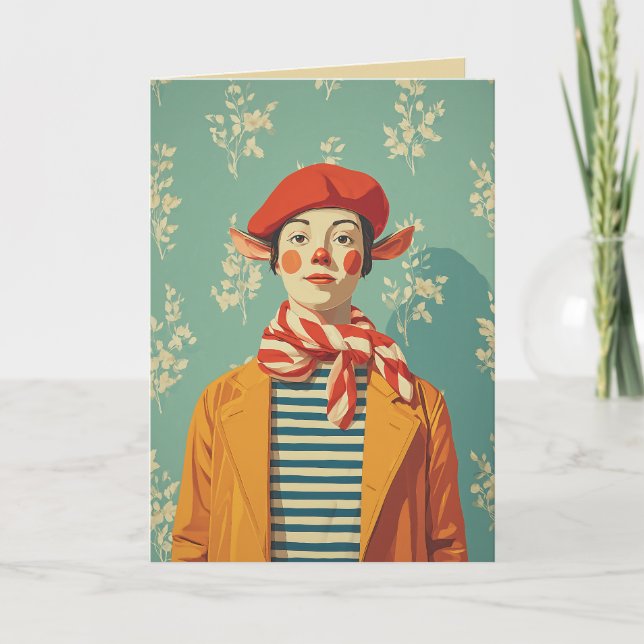 Carte Elfe de Noël rétro Whimsical (Devant)