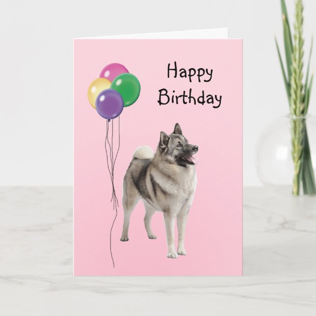 Carte Elkhound, Norvégien, Ballons d'anniversaire (Devant)