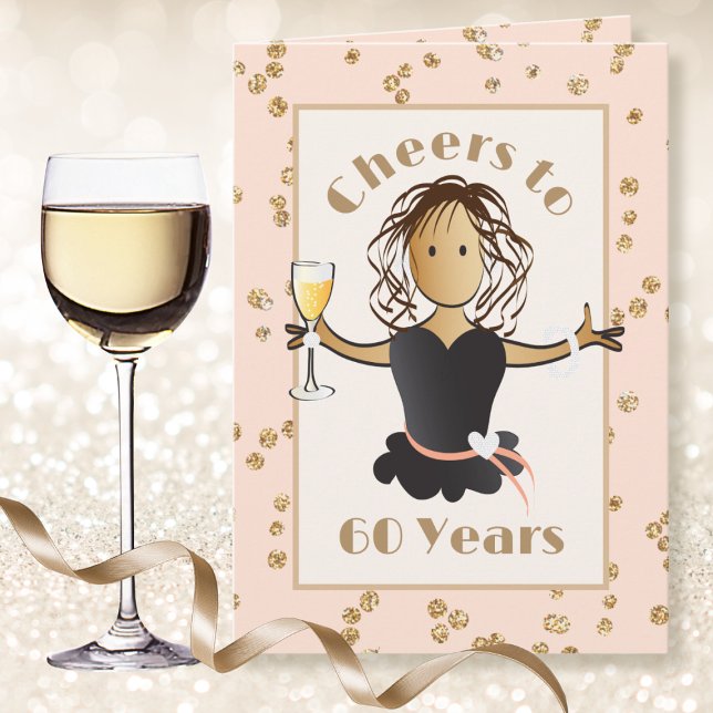 Carte Elle a 60 ans pour son anniversaire de Parties sci (Créateur téléchargé)