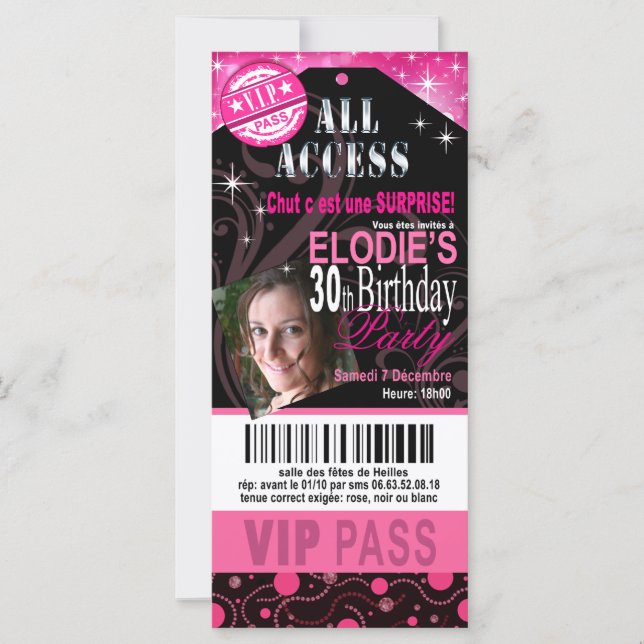 Carte Elodie BONNE BILLET D'Anniversaire VIP (Devant)