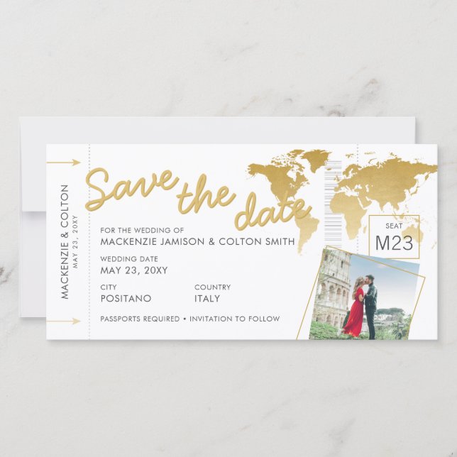 Carte Embarquement Pass Enregistrer la date Photo World  (Devant)