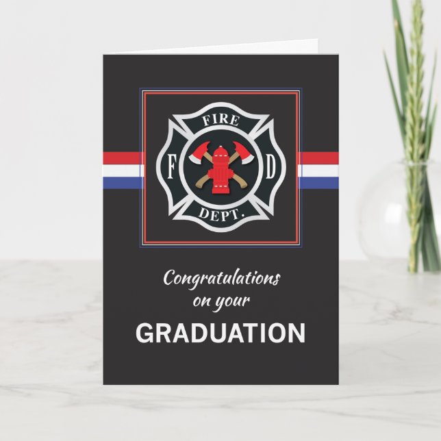 Carte Emblème de diplôme de l'académie des pompiers sur  (Devant)