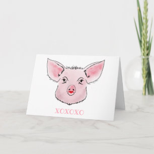 Carte Embrasse le blanc Piggy