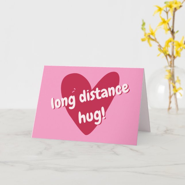 Carte Embrasse longue distance ! Grand Coeur rose (Fleur jaune)