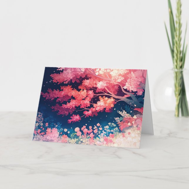 Carte Embrasser les cerises en fleurs (Devant)