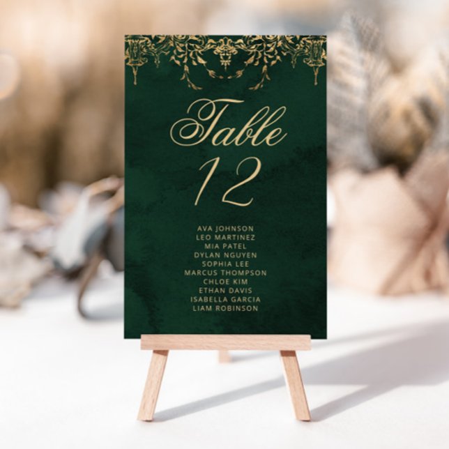 Carte Emerald Gold Victorian Table Sièges Carte gr (Créateur téléchargé)
