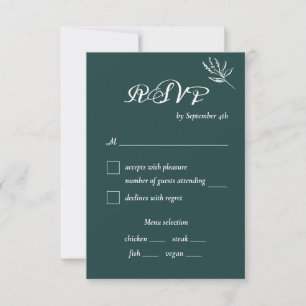 Carte Emerald Green Modern Mariage Repas Choice RS
