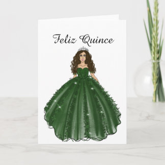 Carte Emerald Quinceanera - Feliz Quince Birthday Card