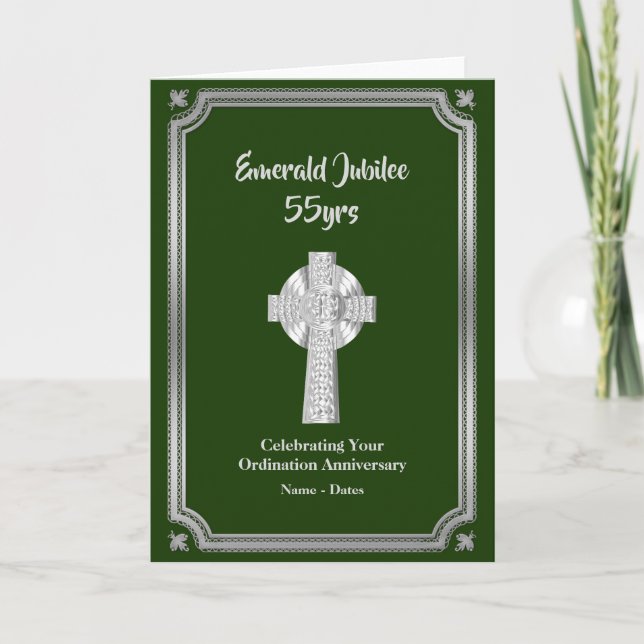 Carte Émeraude Jubilé Ordination Prêtre 55e (Devant)