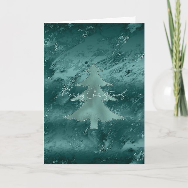 Carte Emeraude Pailletée Verte Ombre Marbre              (Devant)