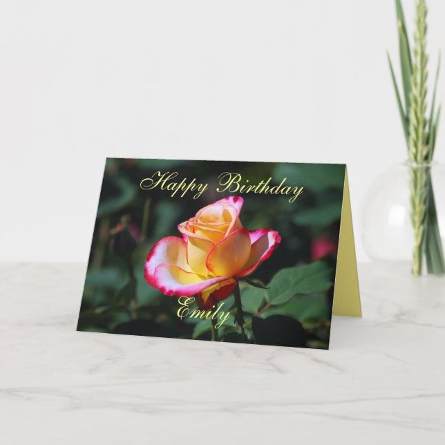 Carte Emily Joyeux anniversaire Rose rouge, jaune et bla (Devant)