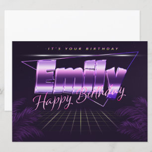 Carte Emily Name Prénom lila retro