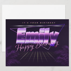 Carte Emily Name Prénom lila retro Map Anniversaire