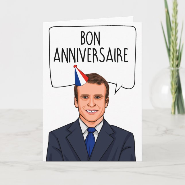 Carte EMMANEUL MACRON : Bon Anniversaire (Devant)