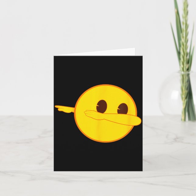Carte Emoji Dab faisant le dab Visage Souriant Jaune  (Devant)
