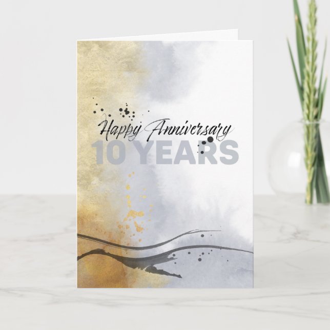 Carte Employé 10e anniversaire Encre artistique Abstrait (Devant)