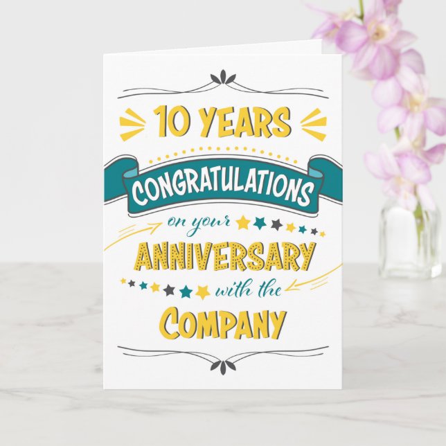 Carte Employé 10e anniversaire Félicitations Word Art (Orchidée)