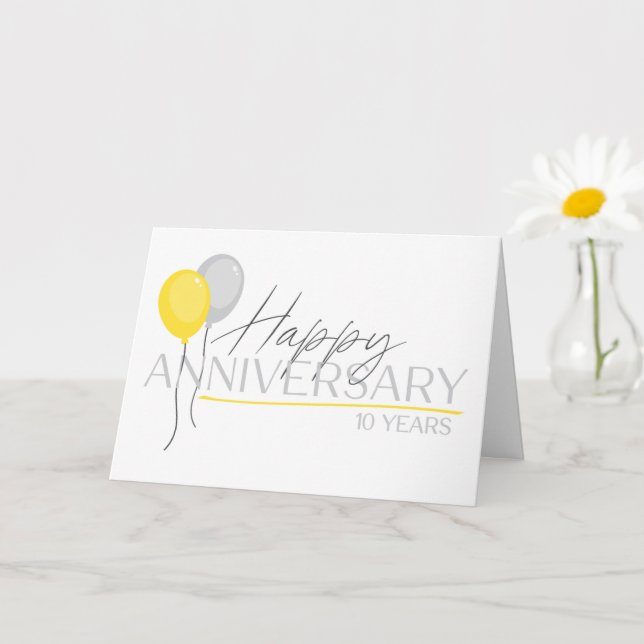 Carte Employé 10e anniversaire Police Duo et Ballons (Petite plante)