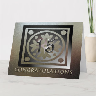 Carte Employé 15e anniversaire Elégant Golden