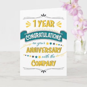 Carte Employé 1er anniversaire Félicitations Word Art