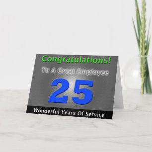 Carte Employé 25e anniversaire audacieux et élégant