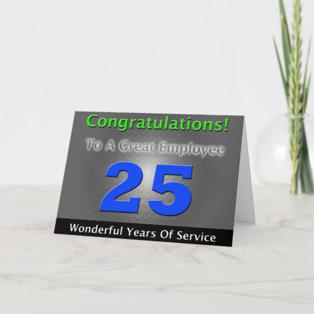 Carte Employé 25e anniversaire audacieux et élégant (Devant)
