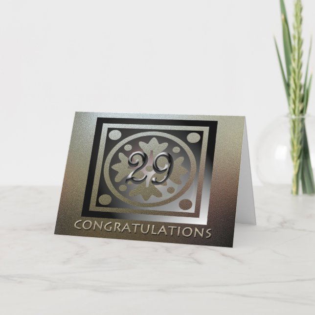 Carte Employé 29e anniversaire Elégant Golden (Devant)