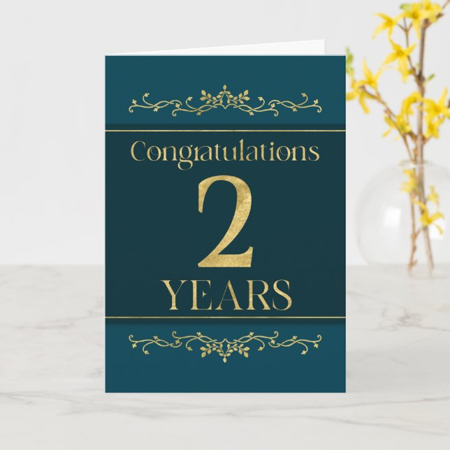 Carte Employé 2e anniversaire élégant Formal Elégant (Fleur jaune)