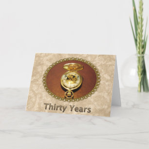 Carte Employé 30e anniversaire Elegant Golden Watch