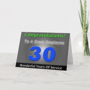 Carte Employé 30e anniversaire Gras et élégant