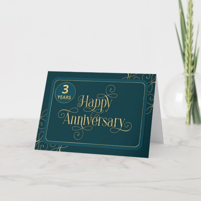Carte Employé 3e anniversaire Elegant Jade Corporate (Devant)