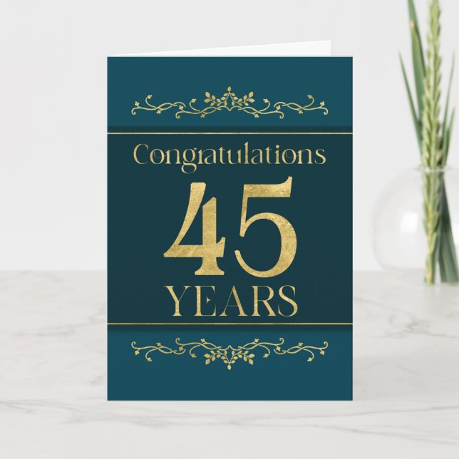Carte Employé 45e anniversaire élégant Formal Elégant (Devant)
