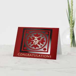 Carte Employé 5e anniversaire Élégant chêne rouge