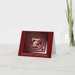 Carte Employé 7 ans Anniversaire Elégant Rouge doré