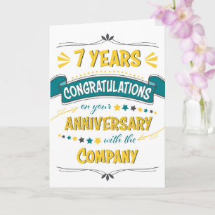 Carte Employé 7e anniversaire Félicitations Word Art