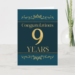 Carte Employé 9e anniversaire élégant Formal Elégant