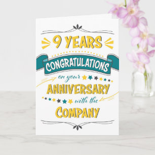 Carte Employé 9e anniversaire Félicitations Word Art