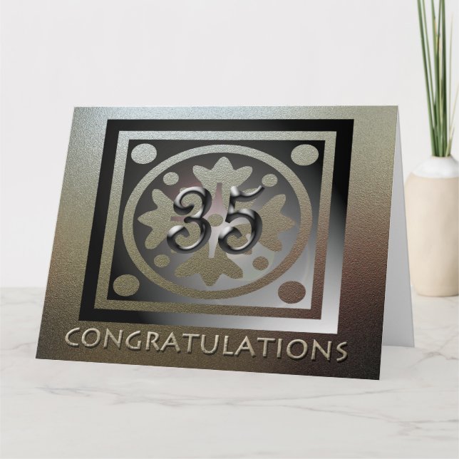 Carte Employé GRAND 35e anniversaire Elégant or (Devant)