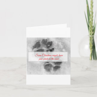 Carte Empreinte de chien dans décoration de Noël de neig