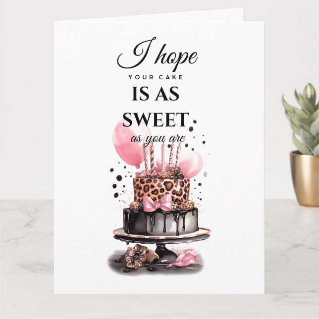 Carte Empreinte de léopard de gâteau d'anniversaire ball (Petite plante)