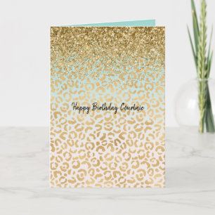 Carte Empreinte de léopard Mint Ombre Gold Parties scint