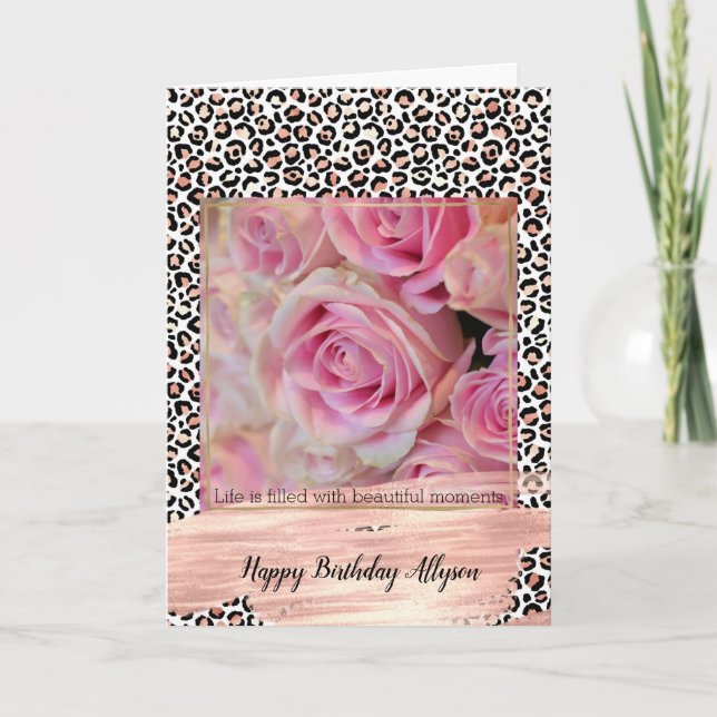 Carte Empreinte de léopard noir rose vif (Devant)
