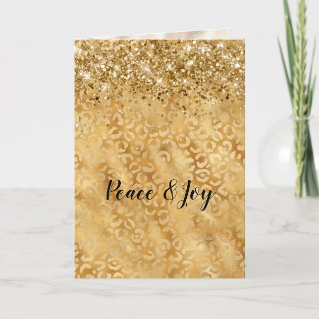 Carte Empreinte de léopard Parties scintillant Glam Gold (Devant)