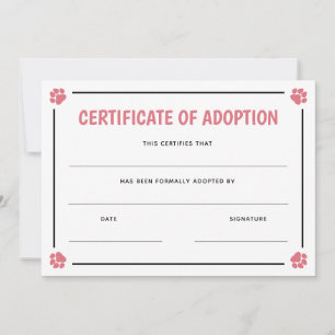 Carte Empreinte de patte rose Cadre animal de compagnie 