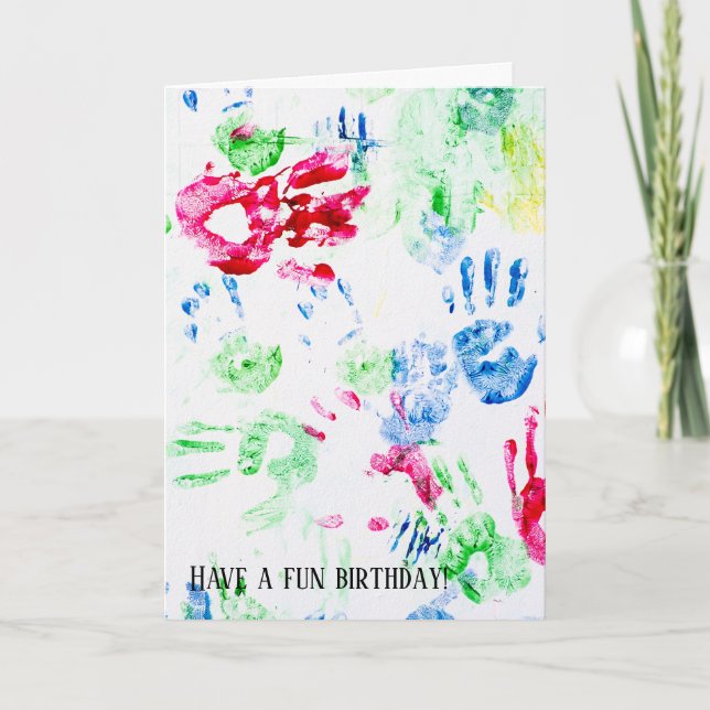 Carte Empreinte enfant colorée sur blanc (Devant)