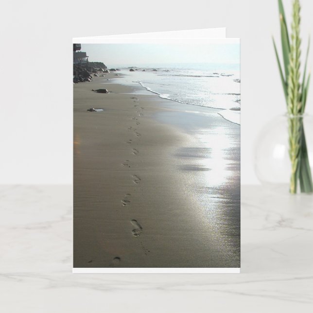 Carte empreintes de pas dans le sable (carte) (Devant)